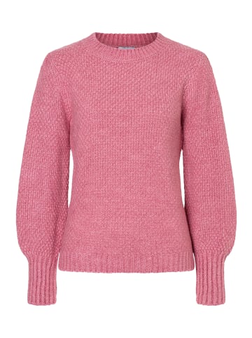 More & More Rundhalspullover, Strukturstrick in berry rose