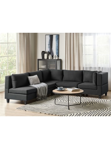 Beliani 5-tlg Ecksofa UNSTAD in Schwarz/Schwarz
