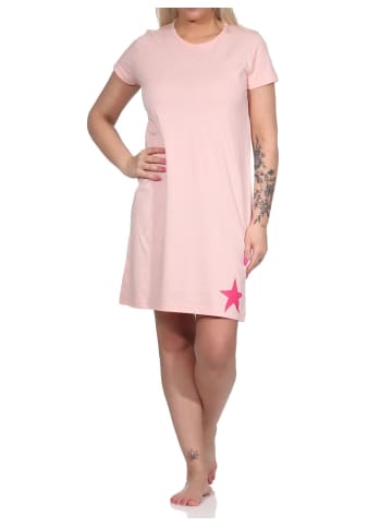 NORMANN Kurznachthemd Bigshirt Stern Applikation - 74714 in rosa