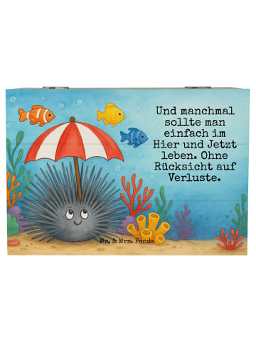 Mr. & Mrs. Panda Holzkiste Seeigel Design mit Spruch in Weiß
