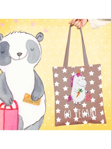 Mr. & Mrs. Panda Tragetasche Einhorn Vegan mit Spruch in Braun Pastell