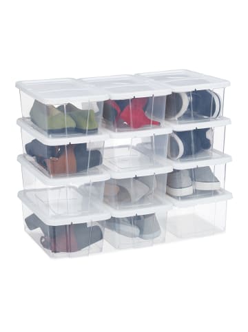 relaxdays 48x Schuhbox in Weiß - (B)20 x (H)12,5 x (T)34,5 cm