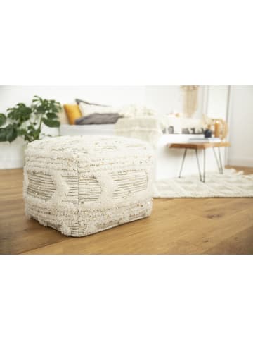 Kayoom Sitzkissen Pouf Bohist 50cm x 50cm boho in creme - khaki