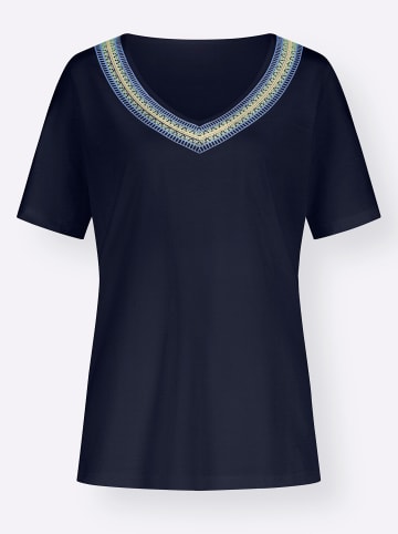 Sieh an! V-Shirt in marine-himmelblau