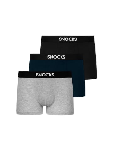 SNOCKS Boxershorts aus Modal 3 Stück in Mix (Schwarz/Grau/Blau)