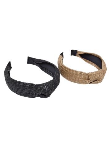 Urban Classics Urban Classics Unisex Braid Bast Headband 2-Pack in black/beige