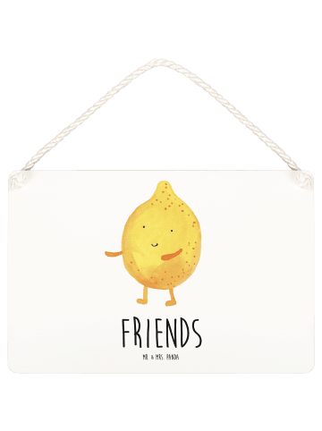 Mr. & Mrs. Panda Schild Beste Freunde Zitrone mit Spruch in Weiß