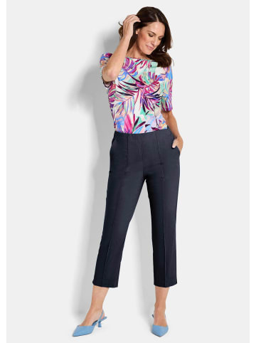 GOLDNER Elegante 7/8-Hose mit Biesen in marine