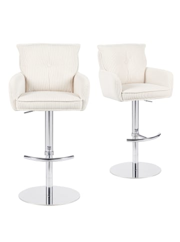 DUBI Möbel 2er-Set: Barhocker Kira in Creme - (B)55 x (H)95 x  (T)58 cm