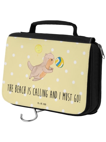 Mr. & Mrs. Panda Kosmetiktasche Sommer Meer Strand mit Spruch in Gelb Pastell