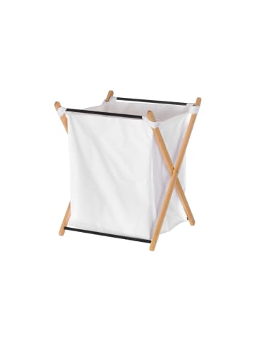 4Living Wäschekorb auf Bambusgestell in Weiß, (B) 45 x (H) 55 x (L) 42 cm