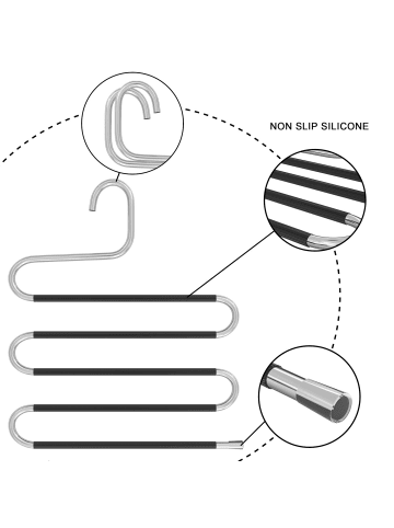 Intirilife 5x S-Form Hosenbügel in Silber