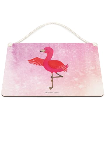 Mr. & Mrs. Panda Schild Flamingo Yoga ohne Spruch in Aquarell Pink
