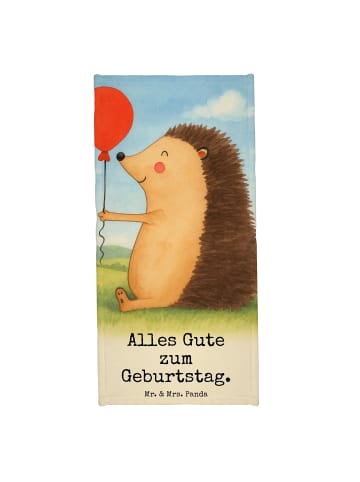 Mr. & Mrs. Panda Badehandtuch Igel Luftballon Design mit Spruch in Gelb Pastell