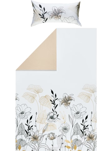 REDBEST Biber Wendebettwäsche in weiß-taupe