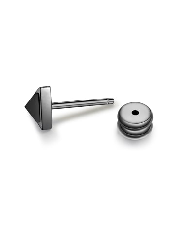 True Rebels Ohrringe Dreieck aus Edelstahl Zirkonia in gunmetal