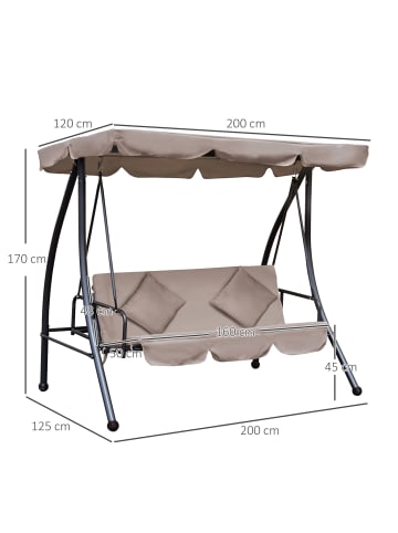 Outsunny Hollywoodschaukel 200L x 125B x 170H cm Beige+Schwarz