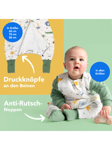 Schlummersack Schlafsack mit Füßen, umklappbaren Bündchen und Ärmeln, 1.0 TOG in Dunkelgrün