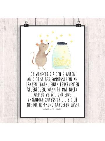 Mr. & Mrs. Panda Wandbild Maus Sterne mit Spruch in Weiß