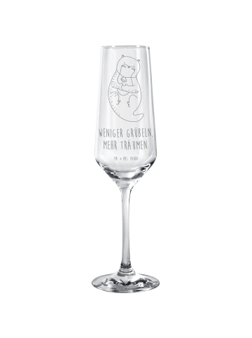 Mr. & Mrs. Panda Champagnerglas Otter Muschel mit Spruch in Transparent