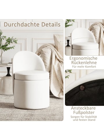 COSTWAY 38 L Sitzhocker mit Rückenlehne in Weiß