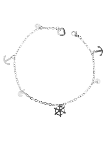 Adeliás Damen Armband aus Edelstahl mit Strass Steinchen 25 cm in silber