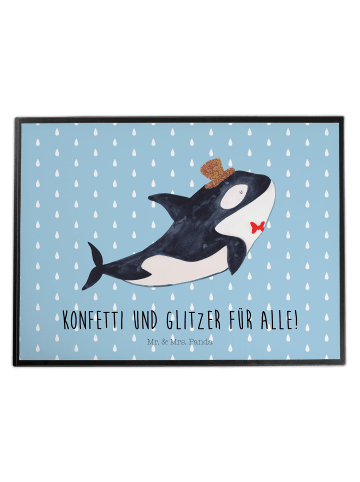 Mr. & Mrs. Panda schreibtischunterlage Orca Zylinder mit Spruch in Blau Pastell