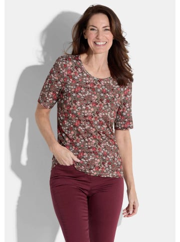 GOLDNER Shirt Shirt in braun / rot / weiß / gemustert
