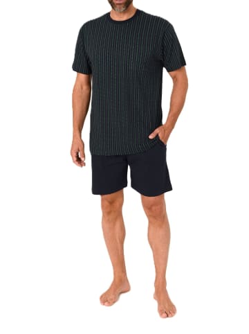 NORMANN kurzarm Schlafanzug Shorty Pyjama Streifen in grün
