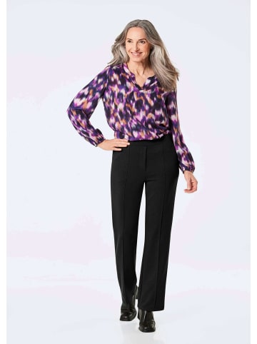 GOLDNER Weite Stoffhose VERA mit Biesen in schwarz
