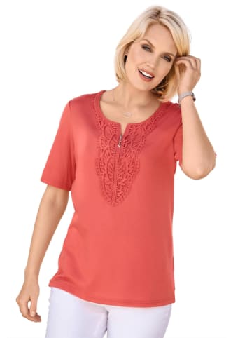GOLDNER Elegantes Jerseyshirt mit Rundhals in koralle