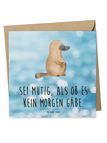 Mr. & Mrs. Panda Gutscheinkarte Schnabeltier Mut mit Spruch in OZeichenanblue