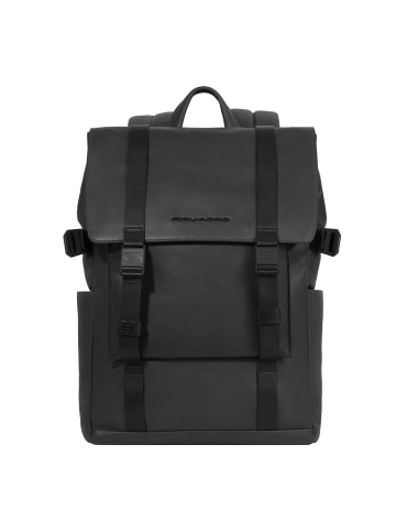 Piquadro David Rucksack RFID Schutz Leder 43 cm Laptopfach in black