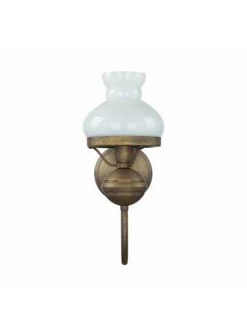 Licht-Erlebnisse Wandlampe (B)12.5 x (H)26 cm in Bronze Antik matt Weiß