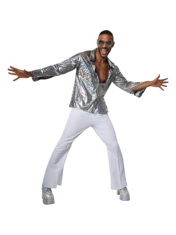 tectake Zweiteiliges Kostüm im Disco-Outfit, grau/weiß