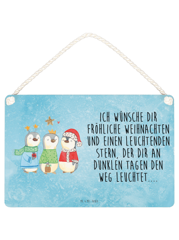 Mr. & Mrs. Panda holzbild Winterzeit Heilige drei Könige mit Spruch in Eisblau