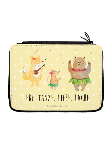 Mr. & Mrs. Panda Federtasche Waldtiere Aloha mit Spruch in Gelb Pastell