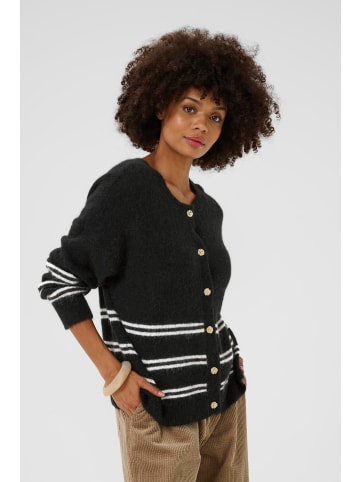CULTURE Strickjacke CUbernie Classic fit in Black/Whitecap Stripes