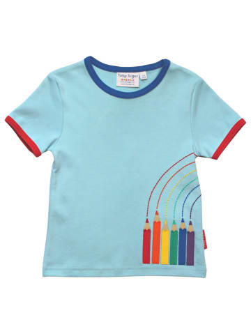 Toby Tiger T-Shirt mit Buntstifte Applikation in blau