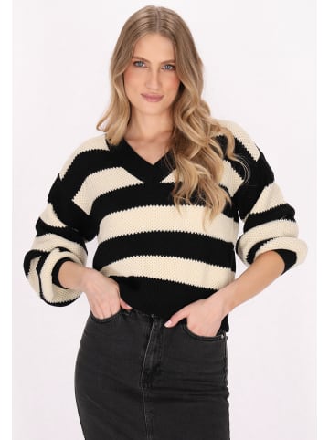 DreiMaster Damen Pullover in Schwarz Creme Streifen