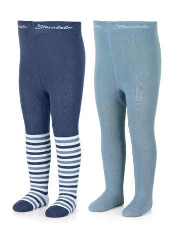 Sterntaler Strumpfhose Ringel + uni, 2er-Pack in helles blau