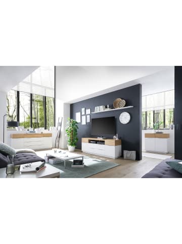 home24 home24 Sideboard aus Holzwerkstoff in Eiche / Weiß - 40 x 182 x 63 cm in Eiche / Weiß