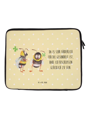 Mr. & Mrs. Panda Notebook Tasche Hummeln Kleeblatt mit Spruch in Gelb Pastell