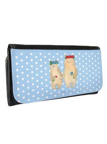 Mr. & Mrs. Panda Brieftasche Bären mit Blumenkranz ohne Spruch in Blau Pastell