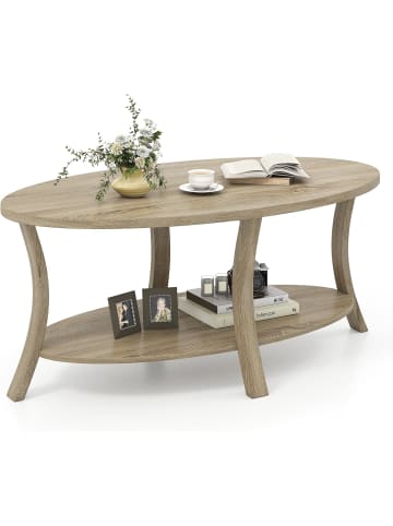 COSTWAY Couchtisch mit Ablage in Sand