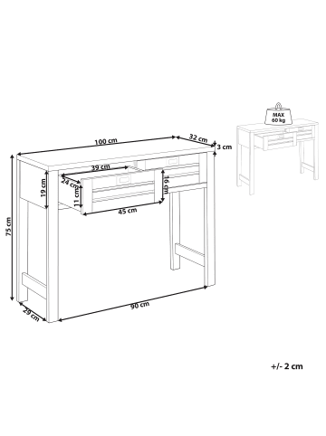 Beliani Konsolentisch RANDA in Braun - (W) 100 x (H) 75 x (L) 35 cm