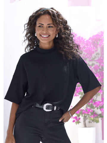LASCANA Kurzarmshirt in schwarz