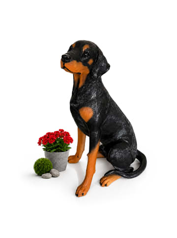 relaxdays Hund-Gartenfigur "Dobermann" in Braun/ Schwarz - (B)39 x (H)83 x (T)52 cm