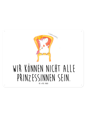 Mr. & Mrs. Panda Retro Blechschild Einhorn König mit Spruch in Weiß