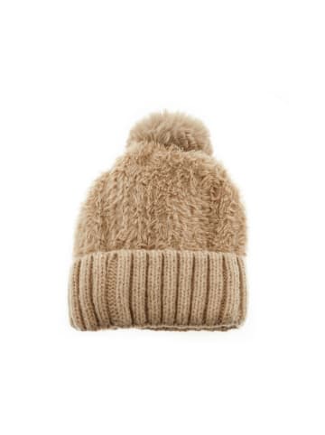Faera Wintermütze mit Plüsch Bommelmütze mit Innenfutter Unisex Mütze in Braun